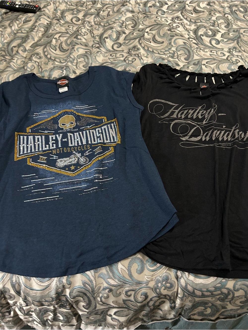 Harley-Davidson Kids Blue and Black Short Sleeve Graphic Tees
